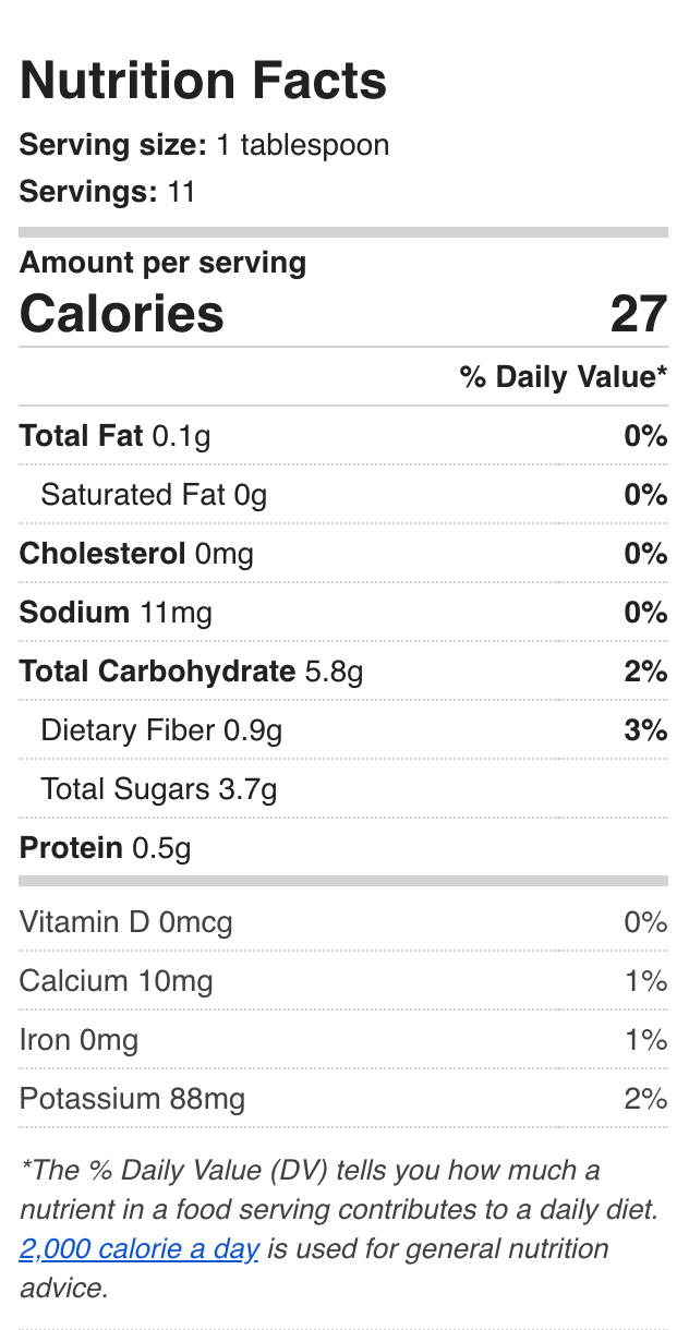 mango habanero nutrition